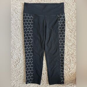 Athleta Black Leggings with White Accents